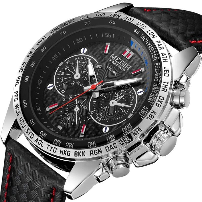 Marc™ - Montre Homme Quartz Élégante Avec Bracelet PU Noir