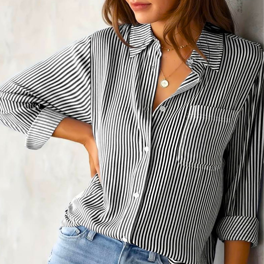 Camille™ - Blouse Rayée Élégante et Confortable