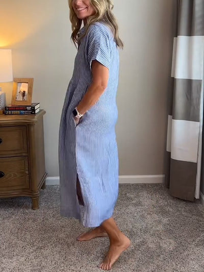 Chloé™ - Robe Longue Été Élégante à Rayures