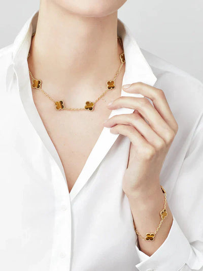 Chloé ™ - Collier Floral Acier Inoxydable Élégant