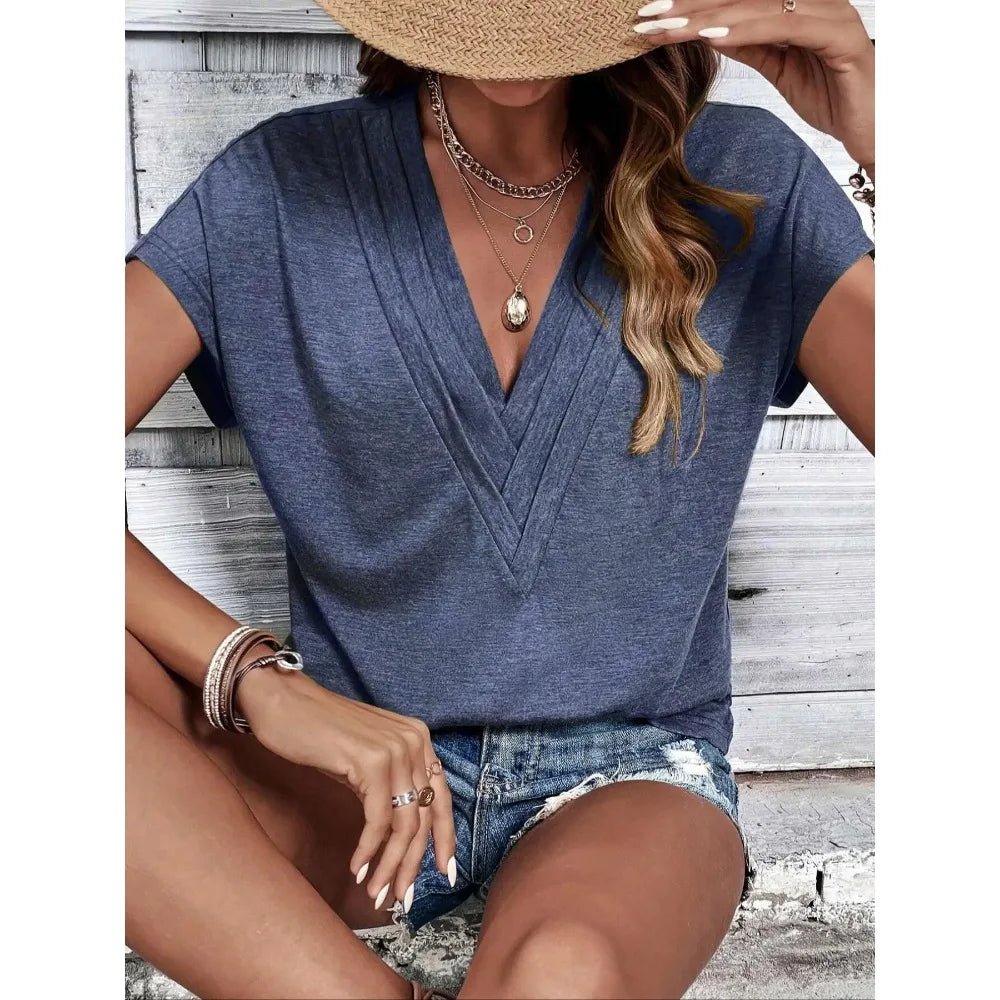 Chloé ™ - T-Shirt Femme V-Neck Patchwork Plus