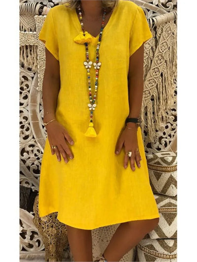 Élodie ™ - Robe Midi Femme Confortable en Lin