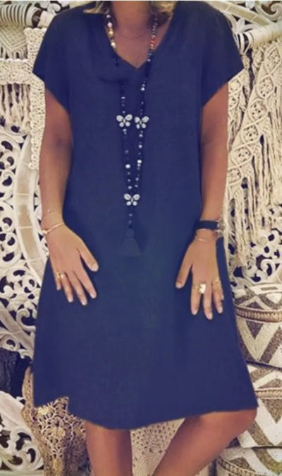 Élodie ™ - Robe Midi Femme Confortable en Lin