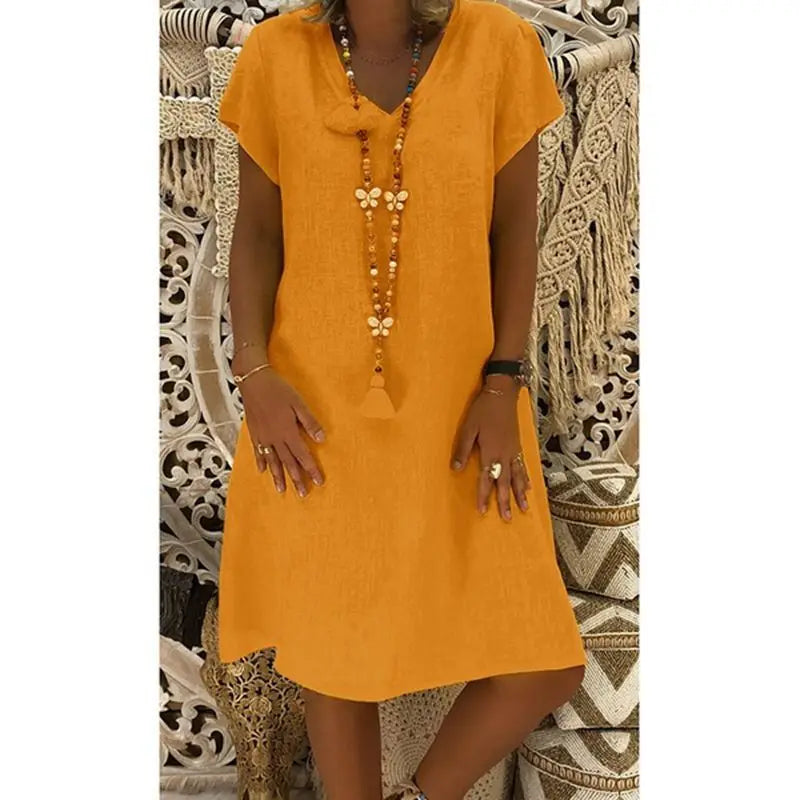 Élodie ™ - Robe Midi Femme Confortable en Lin