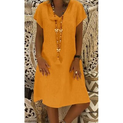 Élodie ™ - Robe Midi Femme Confortable en Lin
