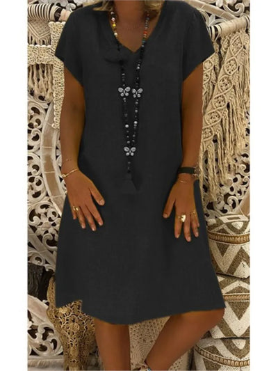 Élodie ™ - Robe Midi Femme Confortable en Lin