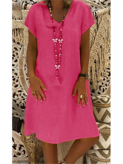 Élodie ™ - Robe Midi Femme Confortable en Lin