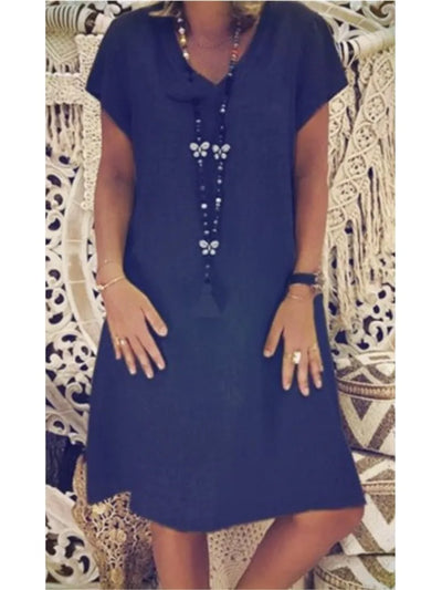 Élodie ™ - Robe Midi Femme Confortable en Lin