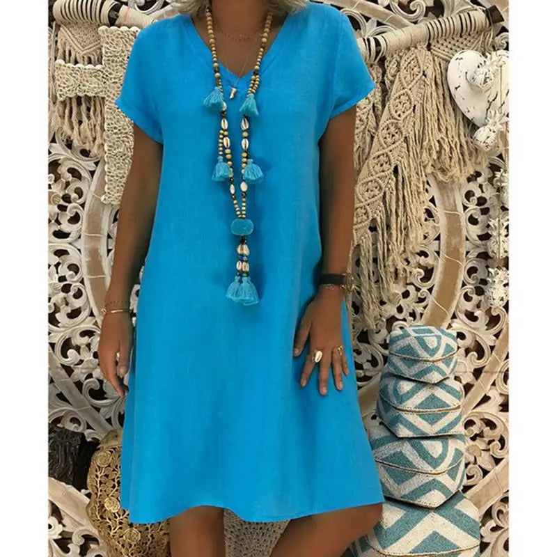 Élodie ™ - Robe Midi Femme Confortable en Lin