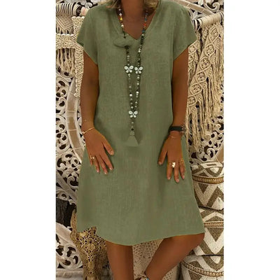 Élodie ™ - Robe Midi Femme Confortable en Lin