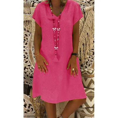 Élodie ™ - Robe Midi Femme Confortable en Lin