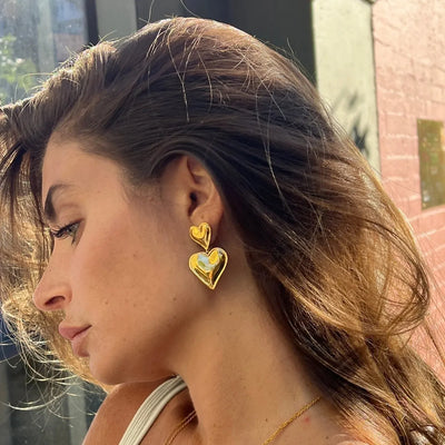 Clara™ - Boucles D'oreilles Cœur En Or 14 Carats - Élégance Intemporelle