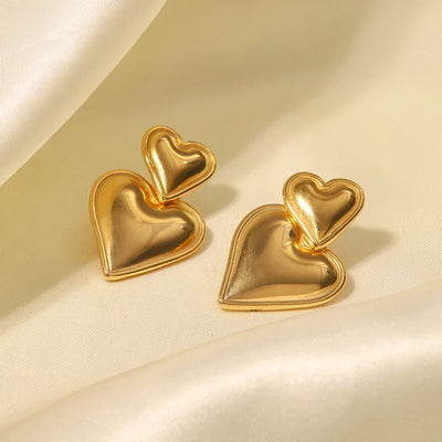 Clara™ - Boucles D'oreilles Cœur En Or 14 Carats - Élégance Intemporelle
