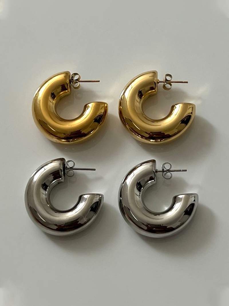 Clara™ - Boucles D'oreilles Créoles Or 14 Carats, Élégance Moderne