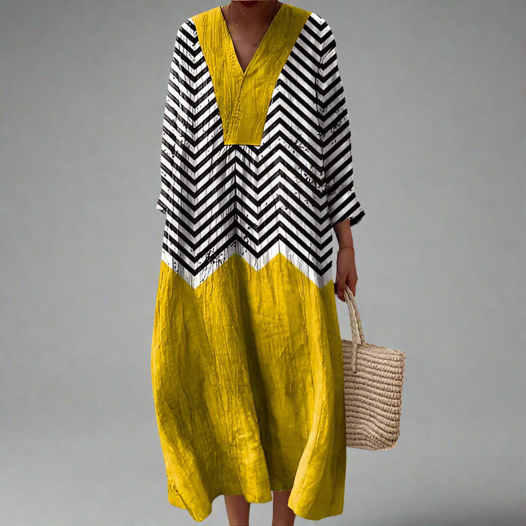 Julia ™ — Robe Longue Géométrique Élégante
