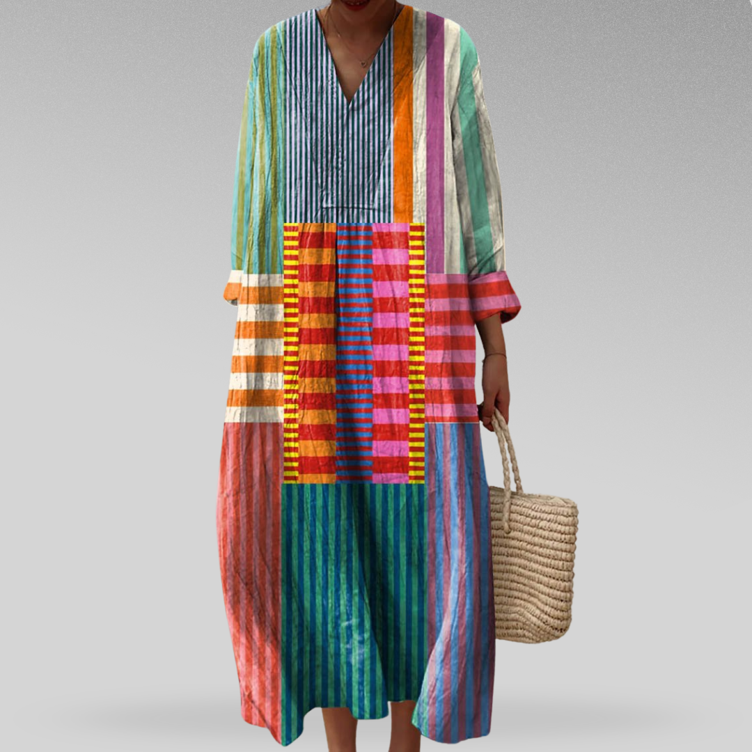 Lia ™ — Robe Longue Géométrique Élégante