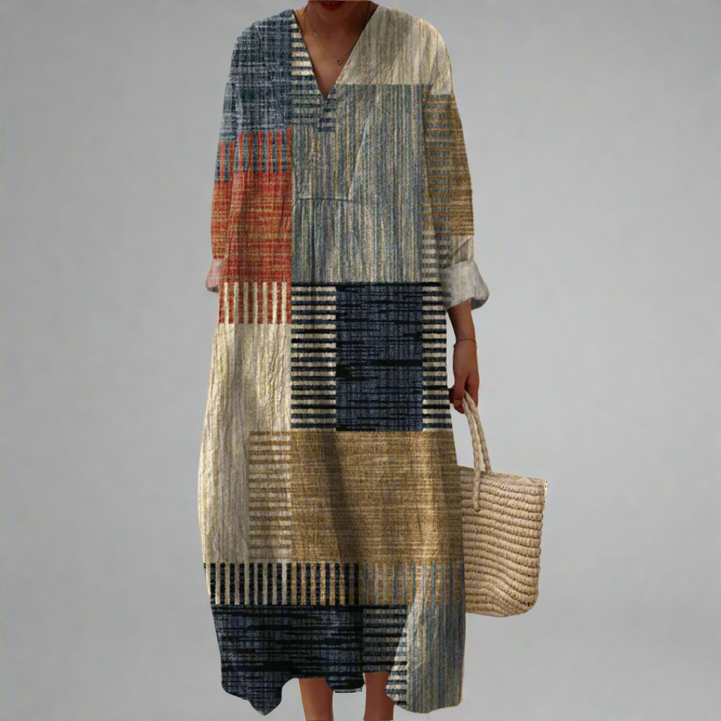 Julie ™ — Robe Longue Élégante Géométrique