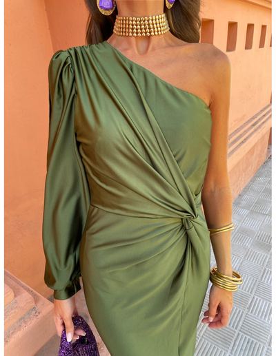 Robe D'Été Femme Longue Chic, Tissu Lisse, Design Monospalla - Elisa™