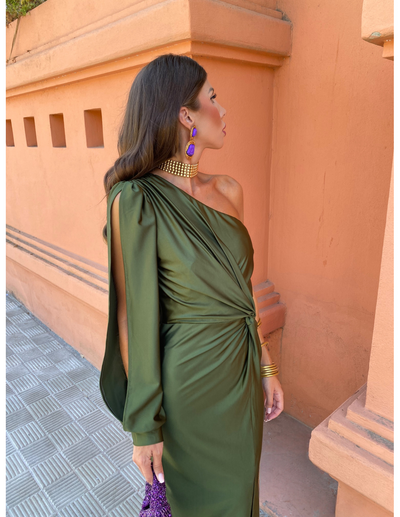 Robe D'Été Femme Longue Chic, Tissu Lisse, Design Monospalla - Elisa™
