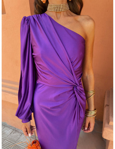 Robe D'Été Femme Longue Chic, Tissu Lisse, Design Monospalla - Elisa™