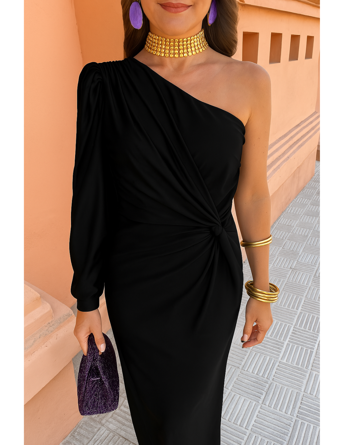 Robe D'Été Femme Longue Chic, Tissu Lisse, Design Monospalla - Elisa™