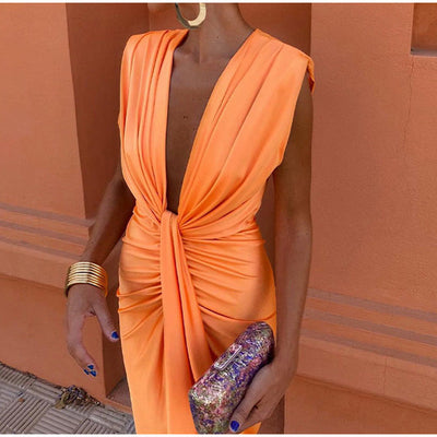 Robe Élégante Femme Longue Chic, Décolleté Profond, Silhouette Flatteuse - Crocetta™