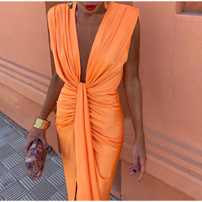 Robe Élégante Femme Longue Chic, Décolleté Profond, Silhouette Flatteuse - Crocetta™