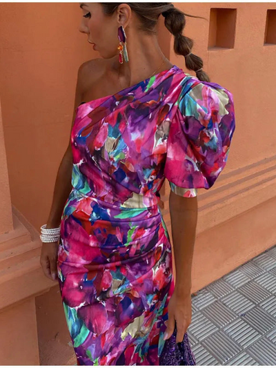 Robe Femme Longue Monospalla Confort Luxueux - Robe de Soirée Élégante Flaviana™