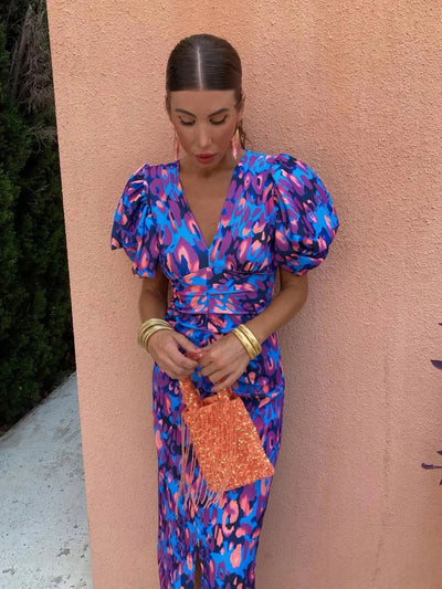 Robe Femme Midi Colorée à Pliages, Tissu Doux et Respirant - Giada™