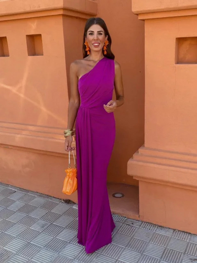 Robe Longue Femme Asymétrique Drapé Élégant Été - Lia™
