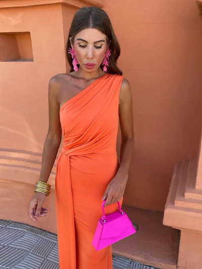 Robe Longue Femme Asymétrique Drapé Élégant Été - Lia™