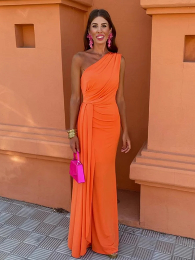 Robe Longue Femme Asymétrique Drapé Élégant Été - Lia™