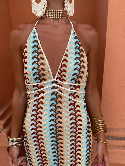 Robe Longue Femme Blanche | Dos Nu, Décolleté en V, Tissu Léger | Serena™