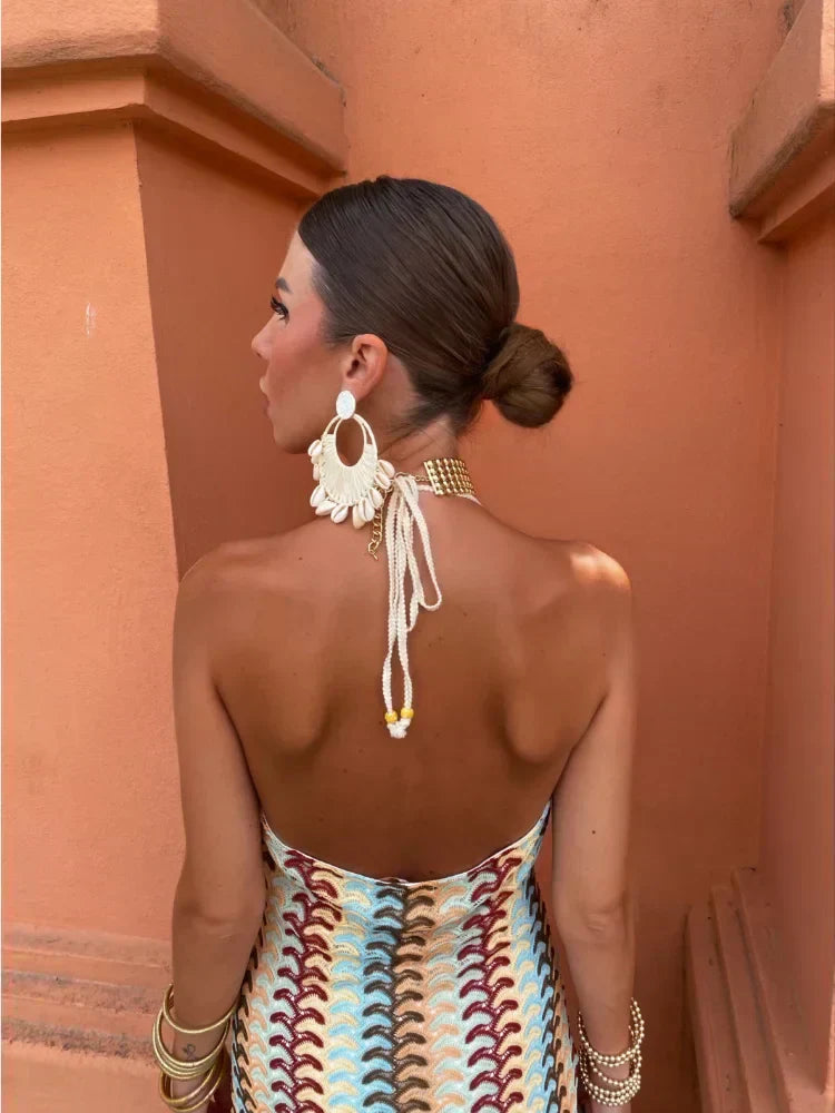 Robe Longue Femme Blanche | Dos Nu, Décolleté en V, Tissu Léger | Serena™