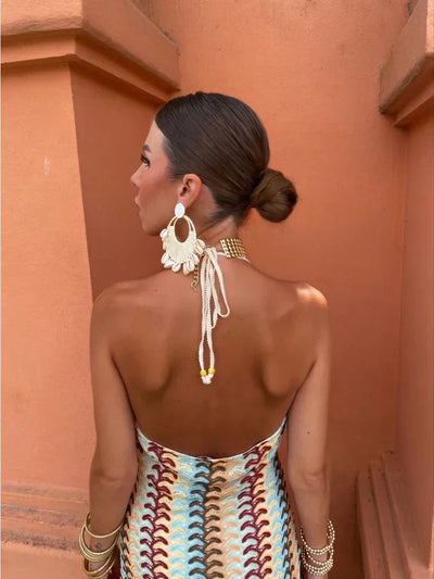 Robe Longue Femme Blanche | Dos Nu, Décolleté en V, Tissu Léger | Serena™