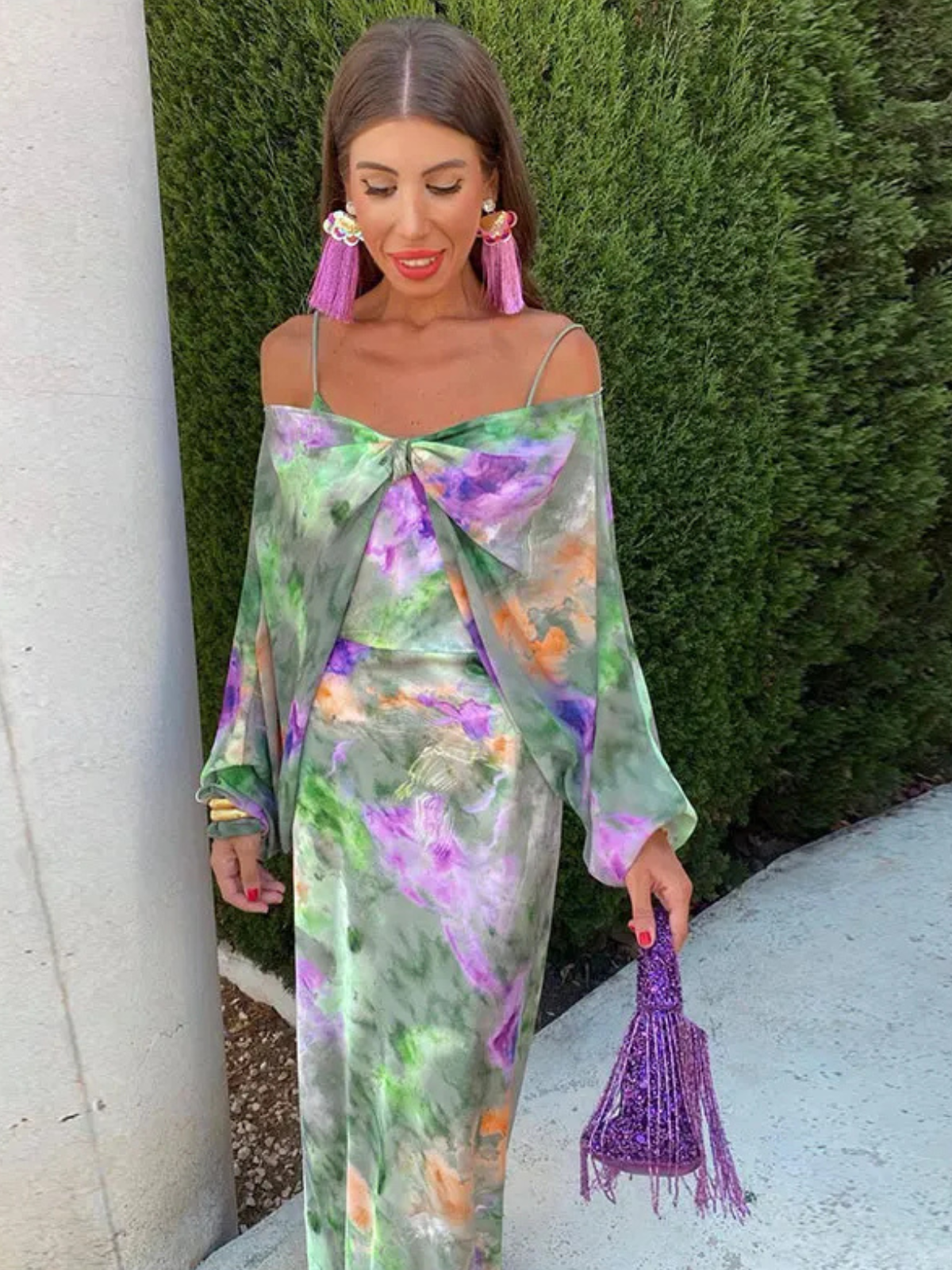 Robe Longue Femme Bohème Éteint Confortable avec Foulard Amovible - Vivietta™