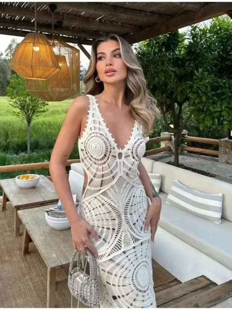 Robe Longue Femme Élégante avec Décolleté en V et Tissu Léger - Liselotte™