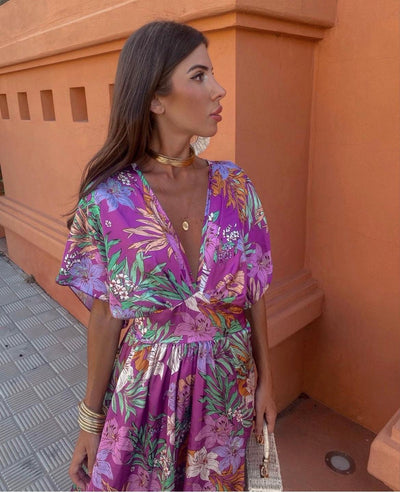 Robe Longue Femme Floral Été, Manches Amples, Style Bohème - Viviana™