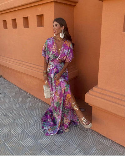 Robe Longue Femme Floral Été, Manches Amples, Style Bohème - Viviana™