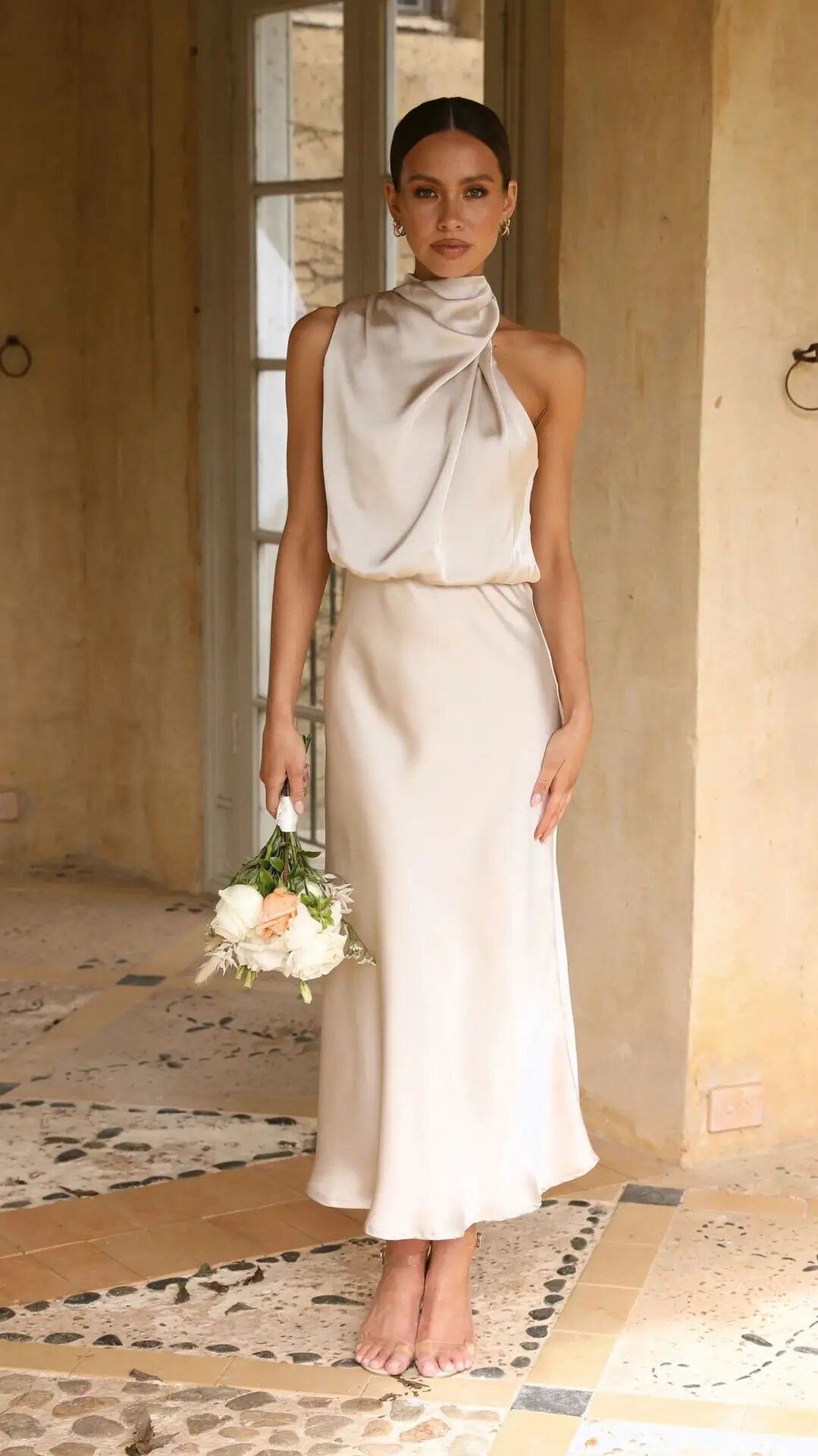 Linnéa ™ - Robe Longue Femme Élégante en Satin pour l'Été