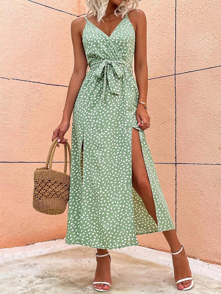 Sigrid ™ - Robe D'été Chic Longue Avec Fente Et Décolleté En V
