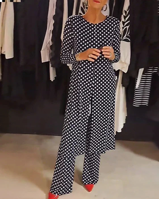 Liliana™ - Robe Longue Élégante à Pois