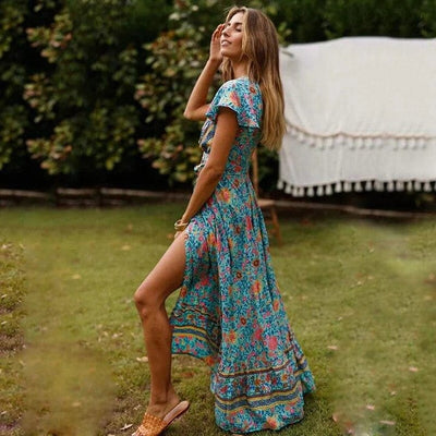 Alva ™ - Robe Longue Femme Élégante avec Fente Sensuelle Pour Été