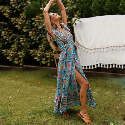 Alva ™ - Robe Longue Femme Élégante avec Fente Sensuelle Pour Été