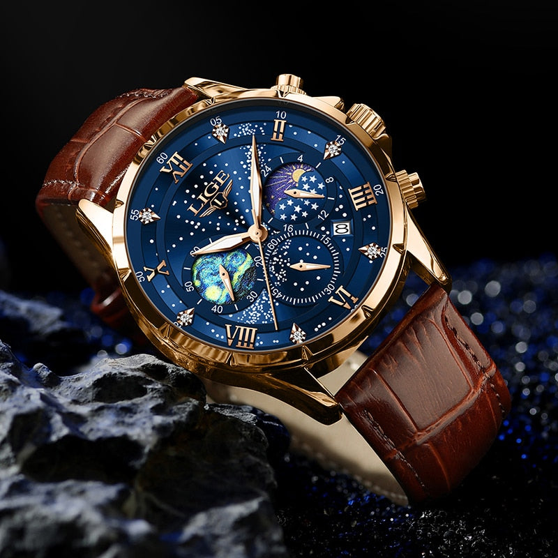 Lucas™ - Montre Homme Élégante Avec Phase de Lune Durable